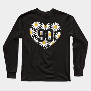 Heart Shape Valentine's Day Love Floral Daisy Flowers Long Sleeve T-Shirt